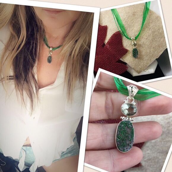 Natural Green Uvarovite Garnet Pendant - Picture 3 of 9